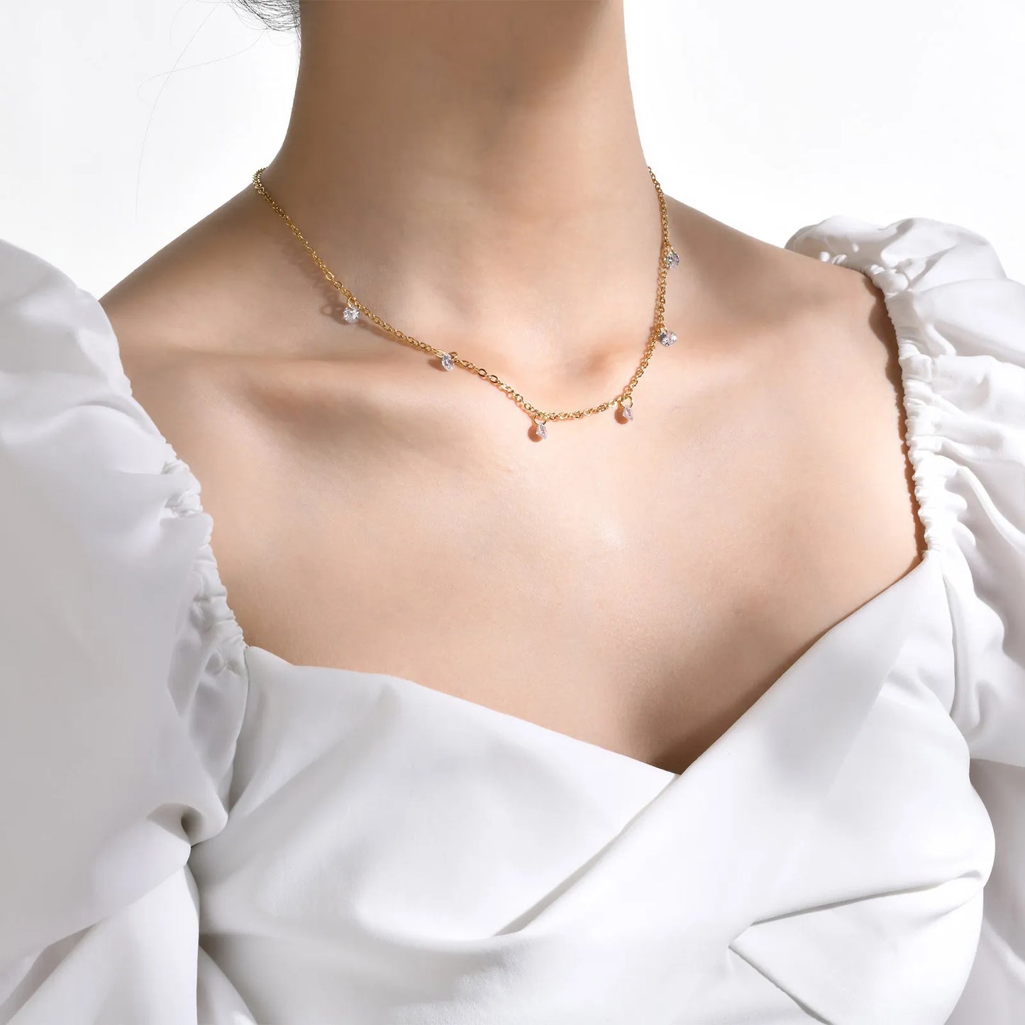 French Style Geometric Stainless Steel Plating 18K Gold Plated Necklace