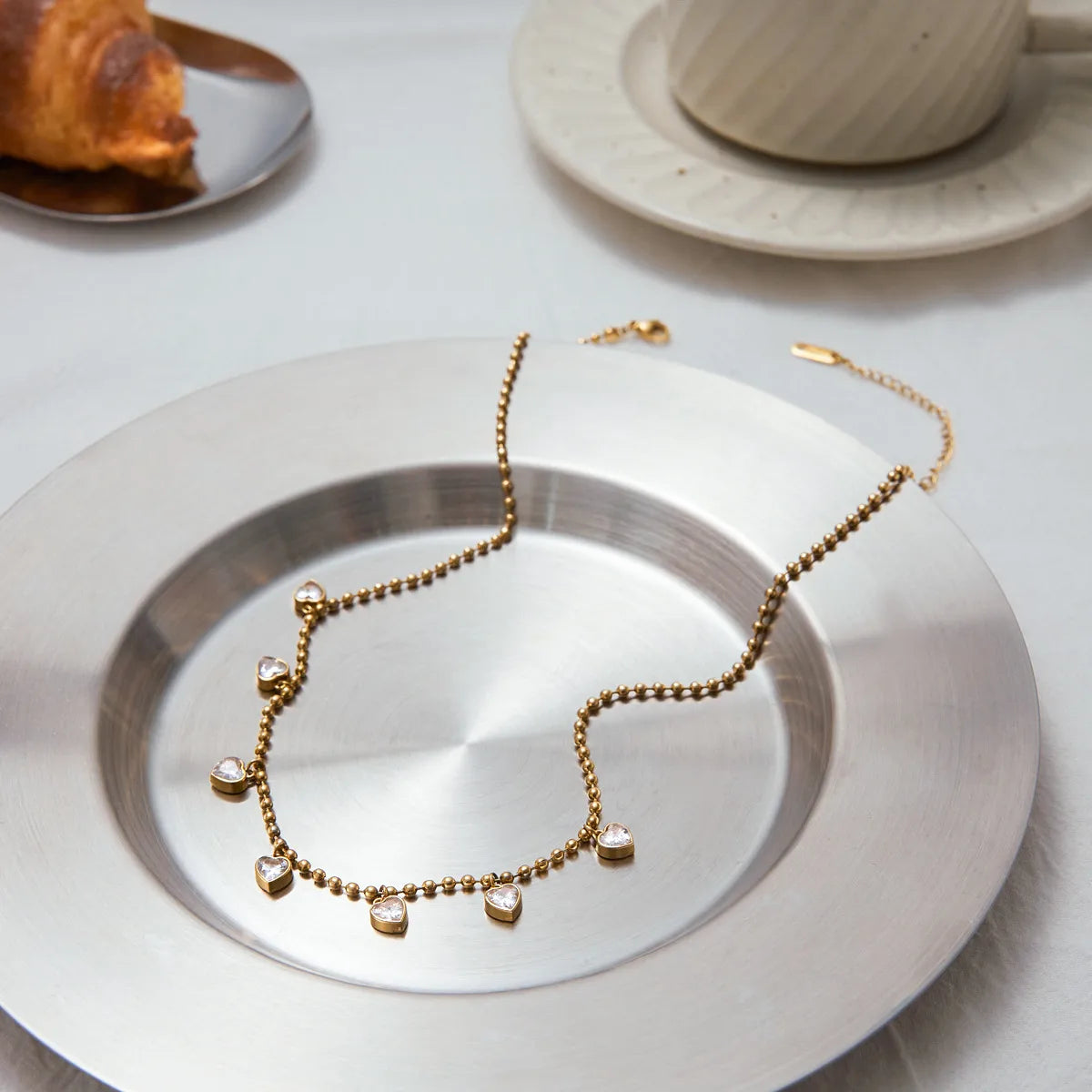 Cute Heart Shape 304 Stainless Steel 18K Gold Plated Necklace