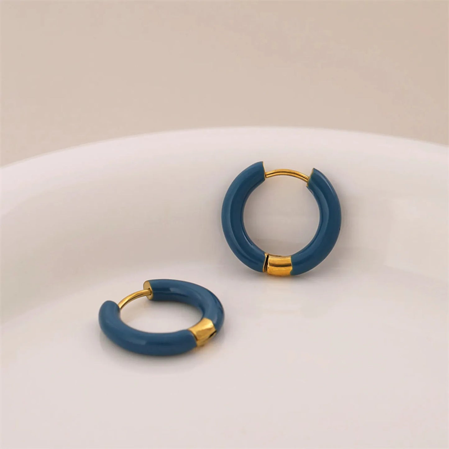 Enamel Plating Stainless Steel Titanium Steel 18K Gold Plated Earrings