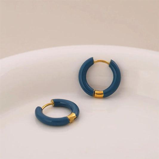 Enamel Plating Stainless Steel Titanium Steel 18K Gold Plated Earrings