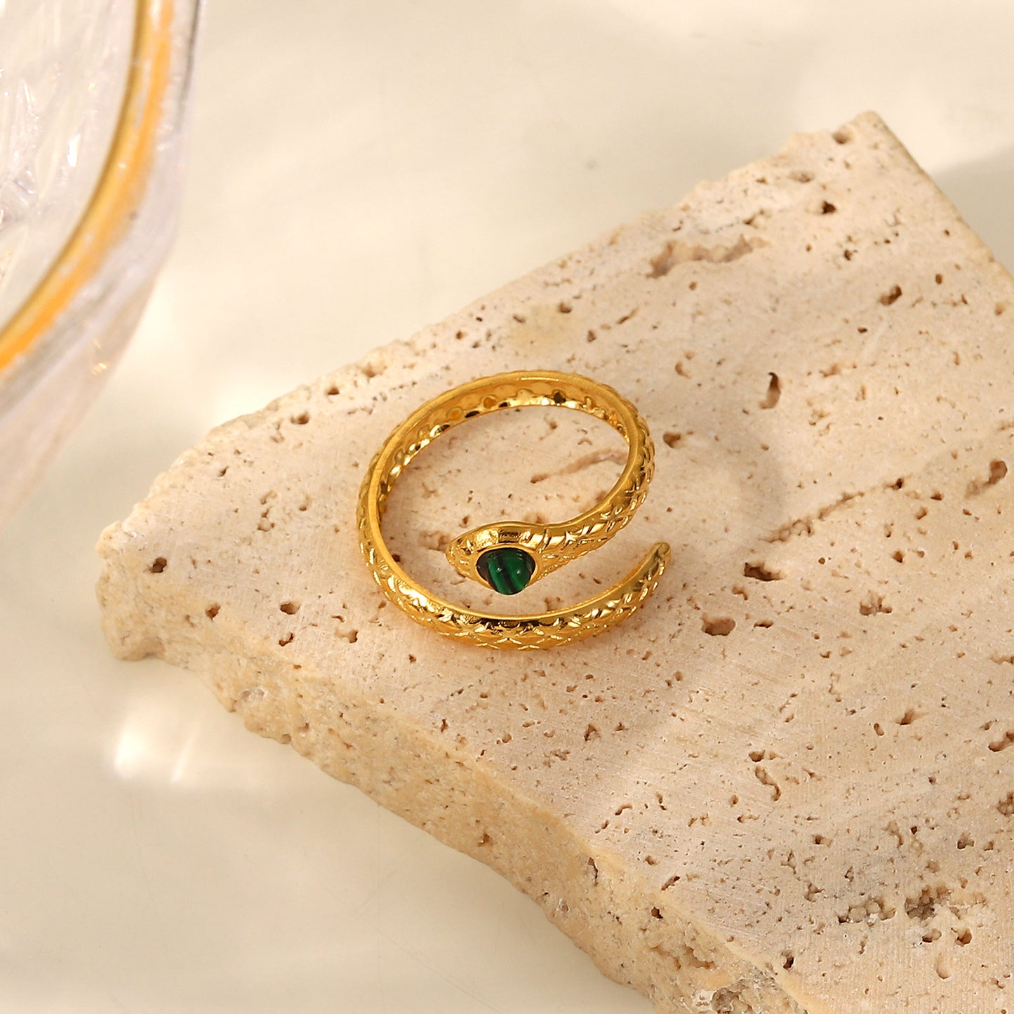 Snake Head Ring Stainless Steel and 18K Gold Plated