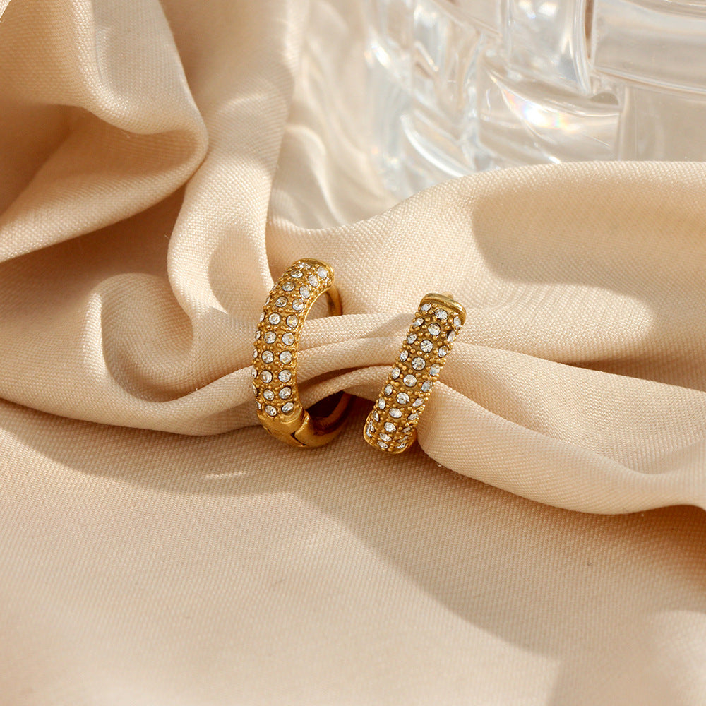 Diamond Lady Stainless Steel Hoop Earrings Plating Zircon Stainless Steel Earrings