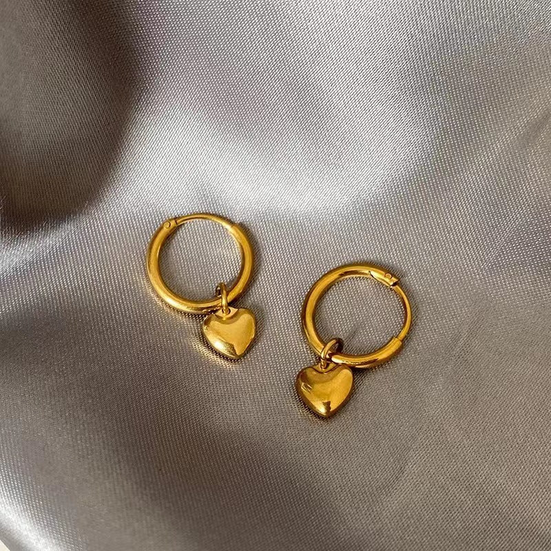 Heart Shape Plating 304 Stainless Steel 18K Gold Plated Earring