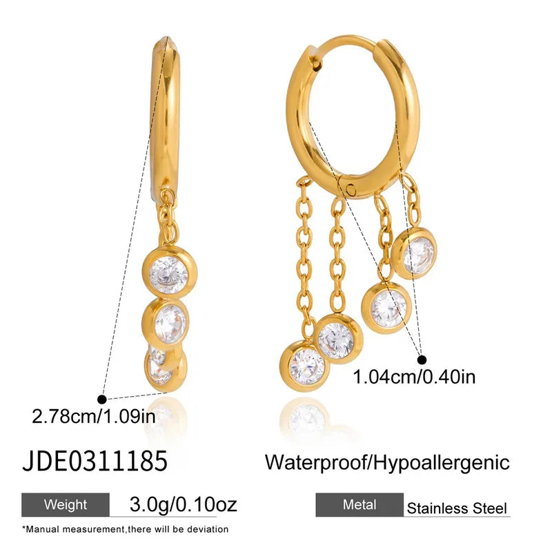 Pretty Chandelier Zirconia Inlay 18K Gold Plated 304 Stainless Steel Earring