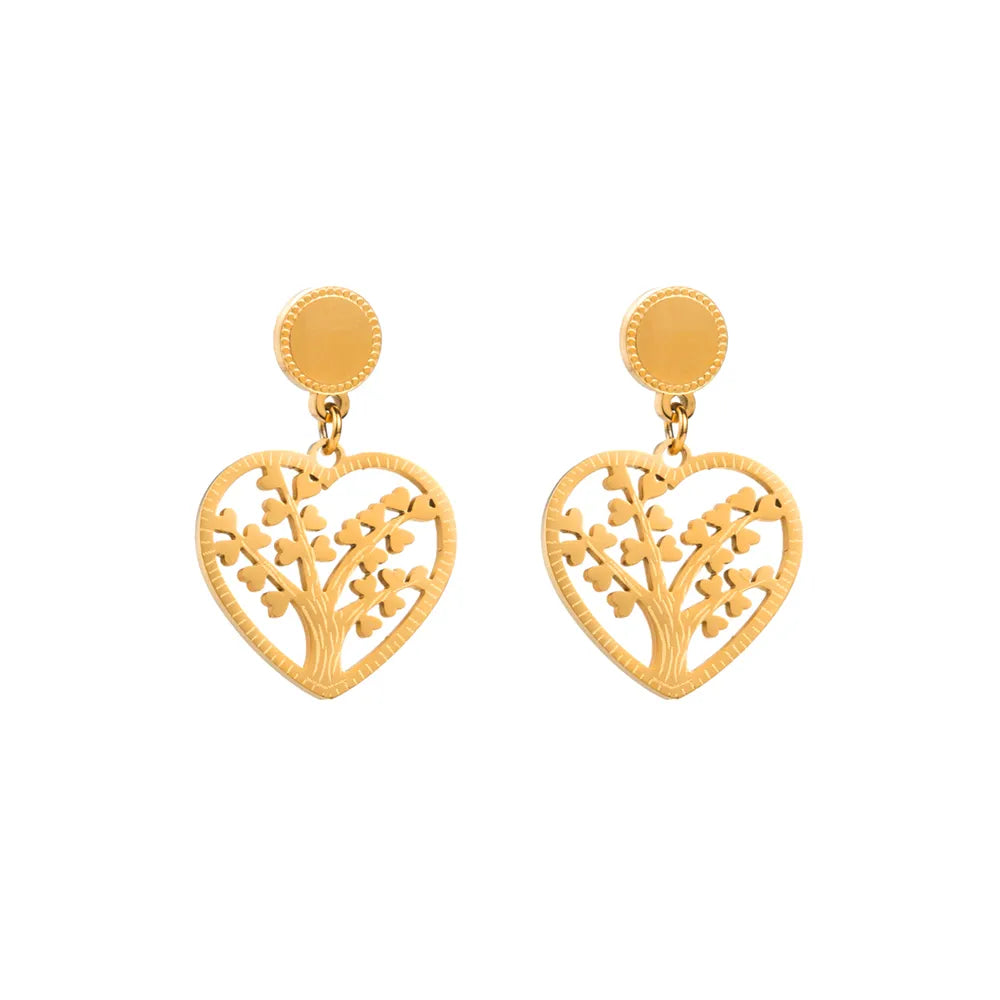 Tree Of Life 18K Gold Plated Stainless Steel Earring