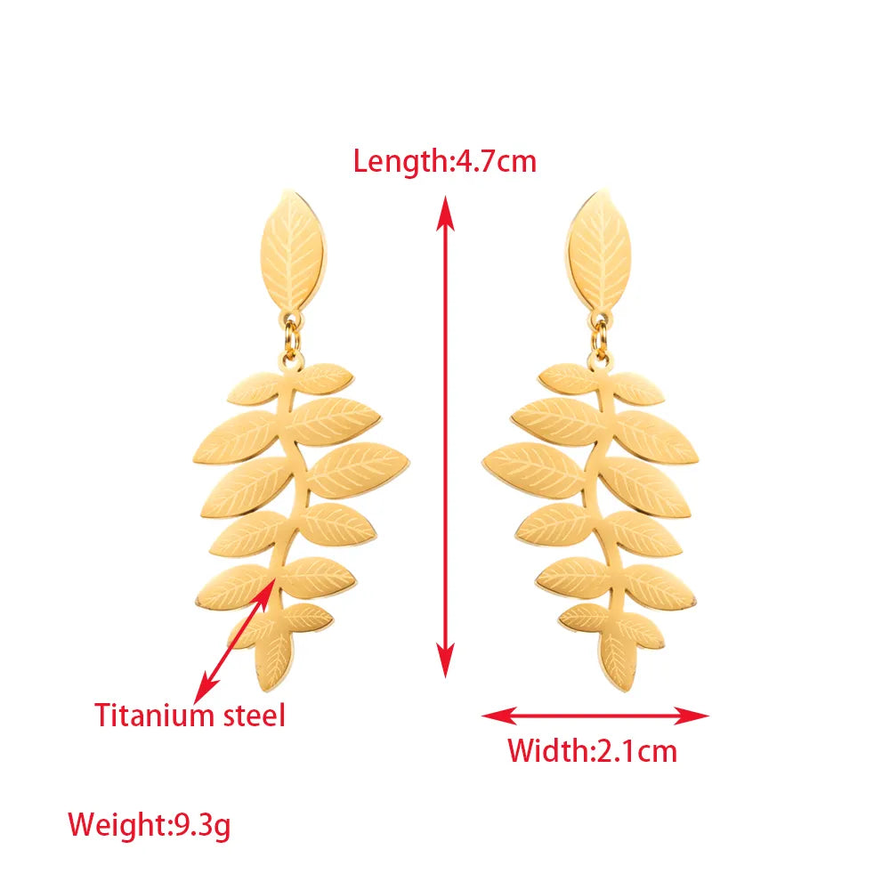 Leaves Titanium Steel Gold Plated