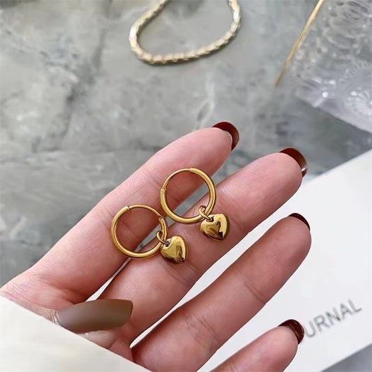 Heart Shape Plating 304 Stainless Steel 18K Gold Plated Earring