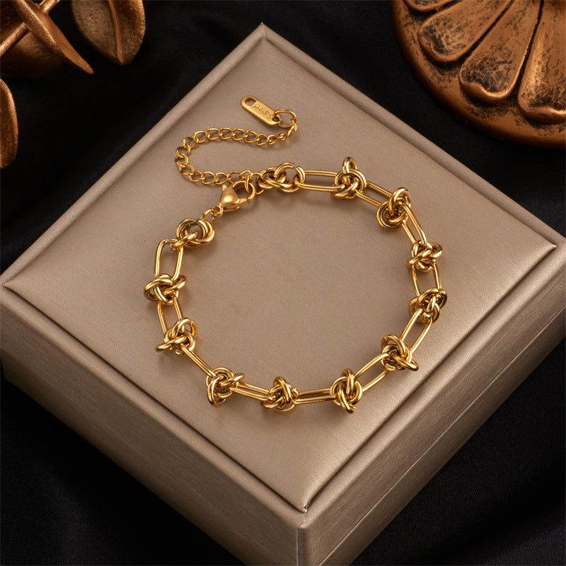 Interlocked Style Solid Color Titanium Steel Plating Bracelets Necklace