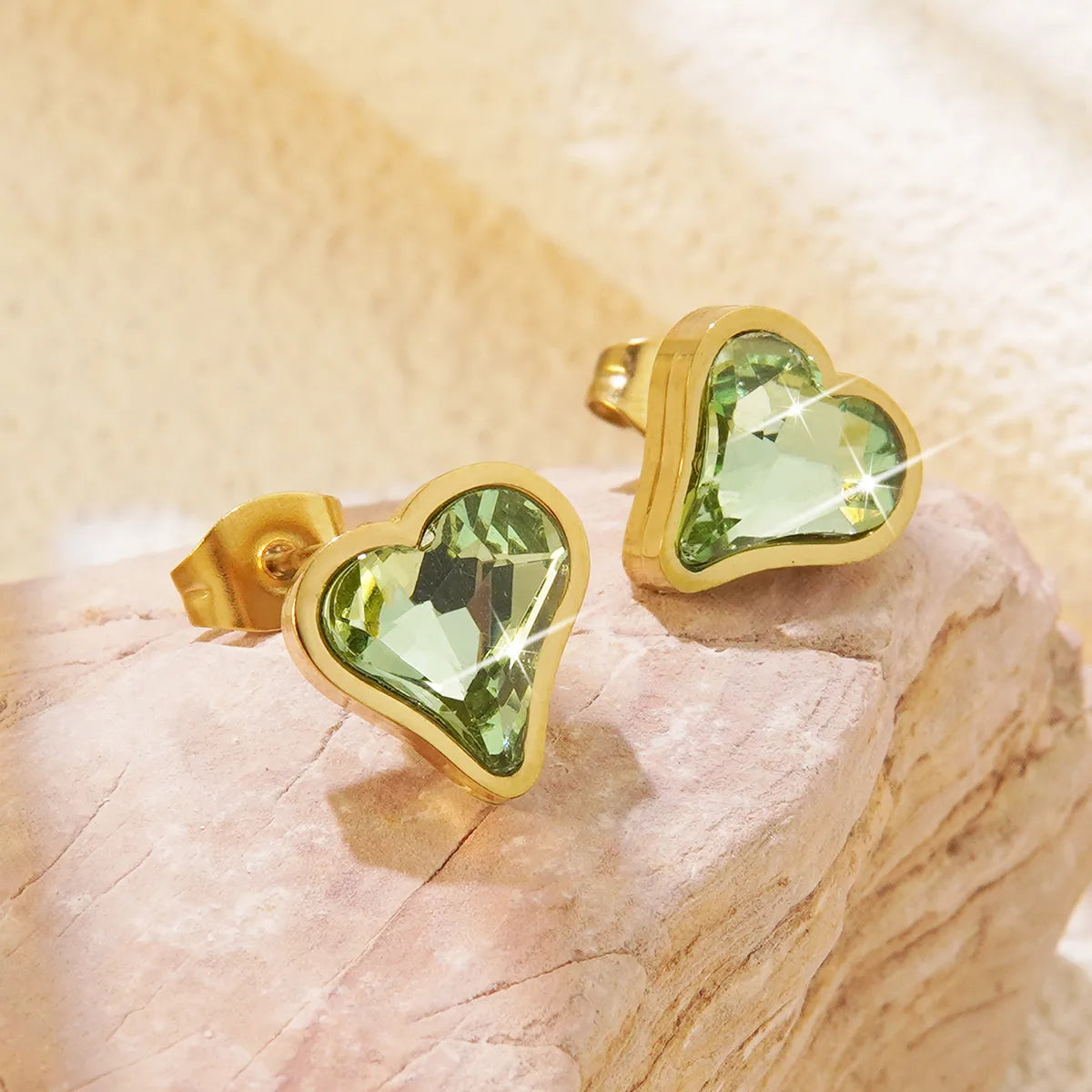 My Valentine 18K Gold Plated 304 Stainless Steel Simple Style Love Heart Shape Earrings