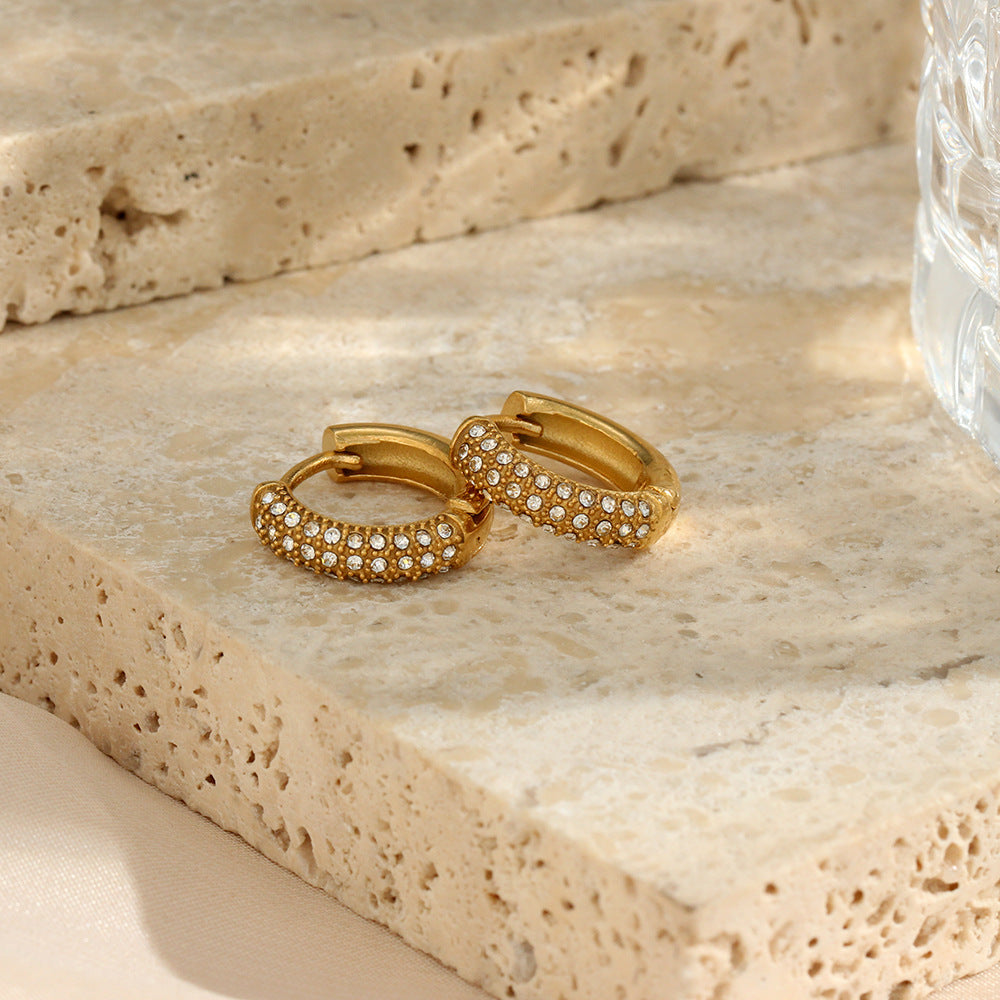 Diamond Lady Stainless Steel Hoop Earrings Plating Zircon Stainless Steel Earrings