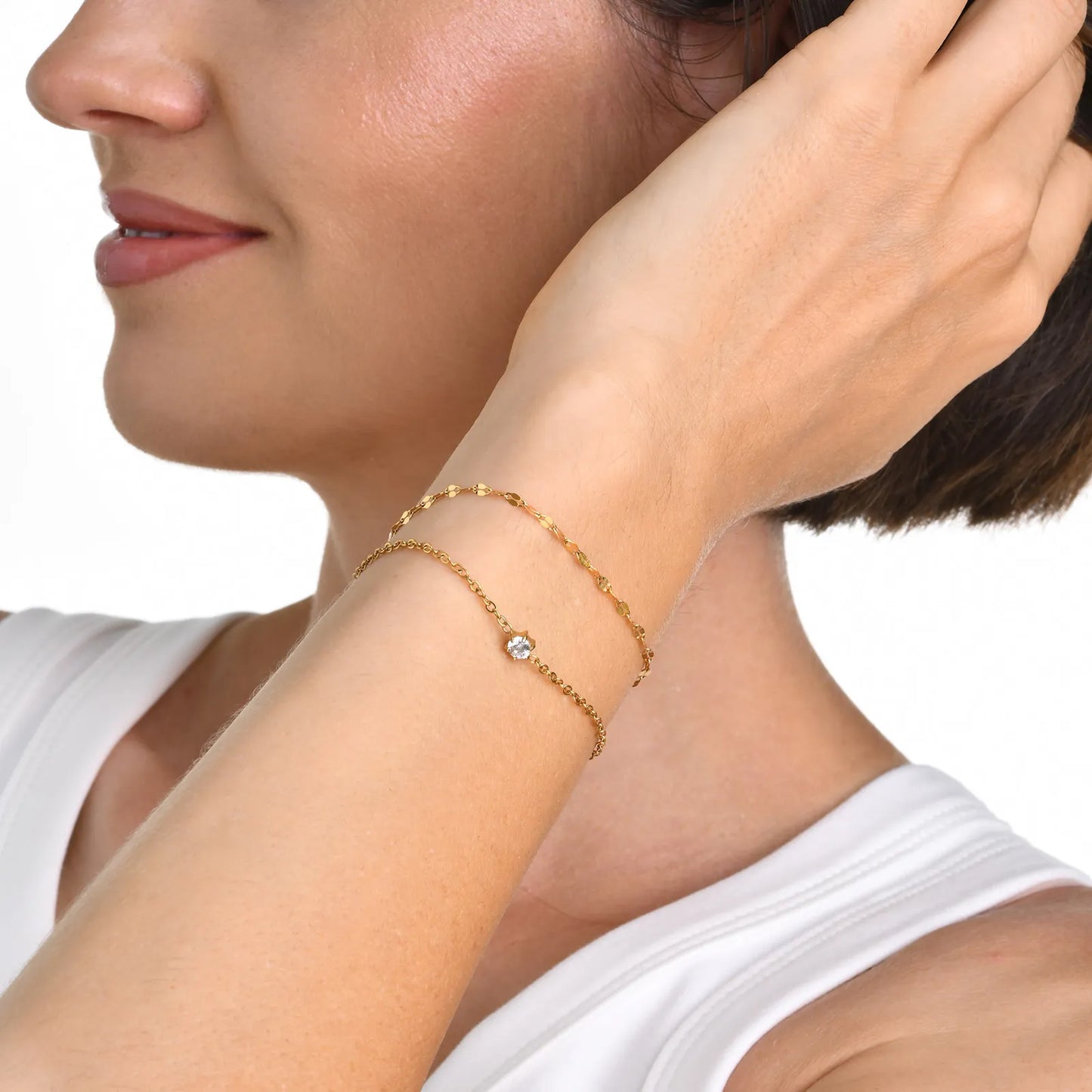 Cubic Zirconia Layered Stainless Steel Bracelet