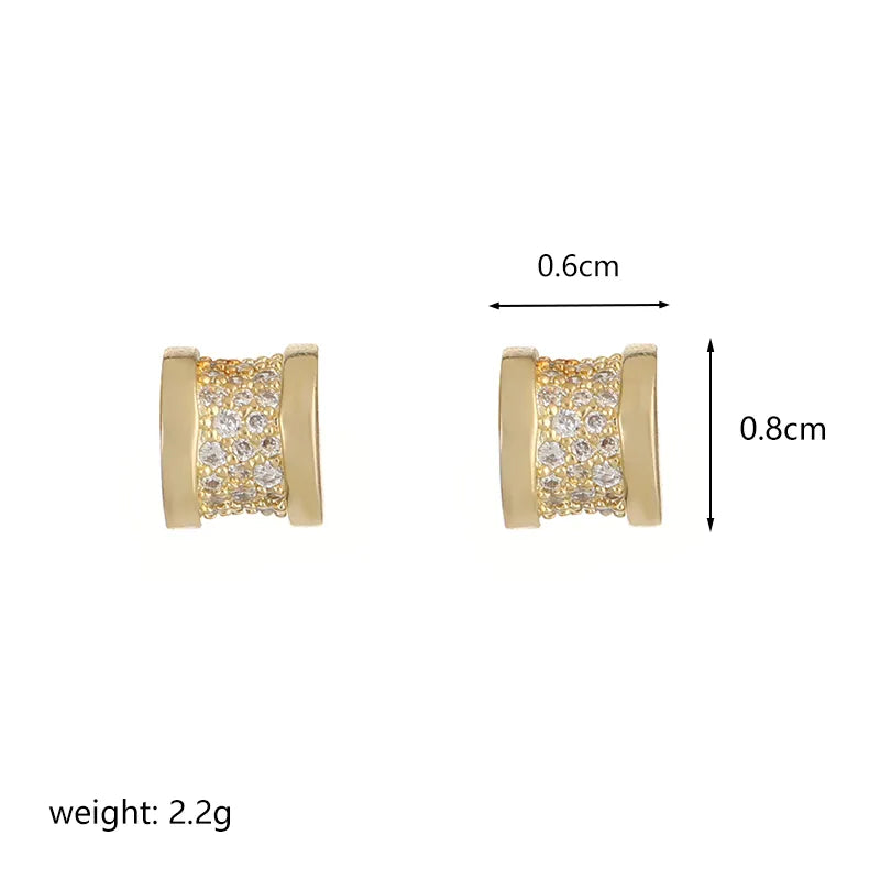 IG Style Plating Inlay Copper Zircon 18K Gold Plated Ear Studs