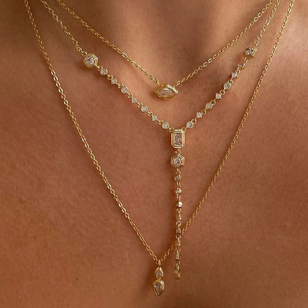 Titanium Steel Zircon Drop Necklace