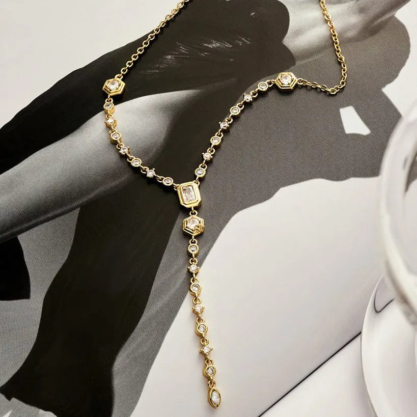 Titanium Steel Zircon Drop Necklace