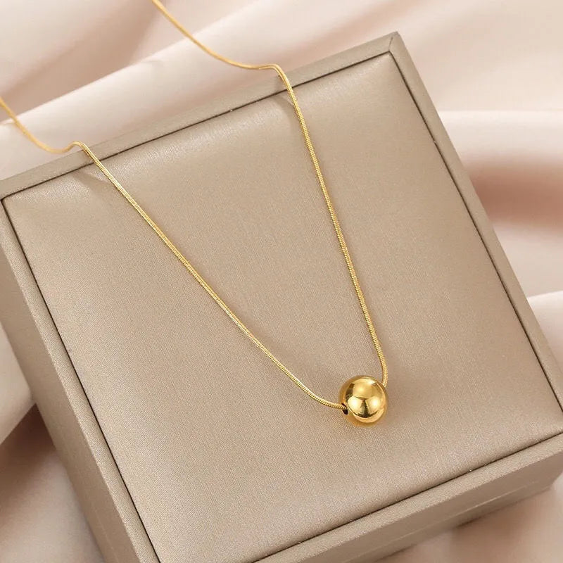Favorite Ball 304 Stainless Steel 18K Gold Plated Simple Style Solid Color Necklace