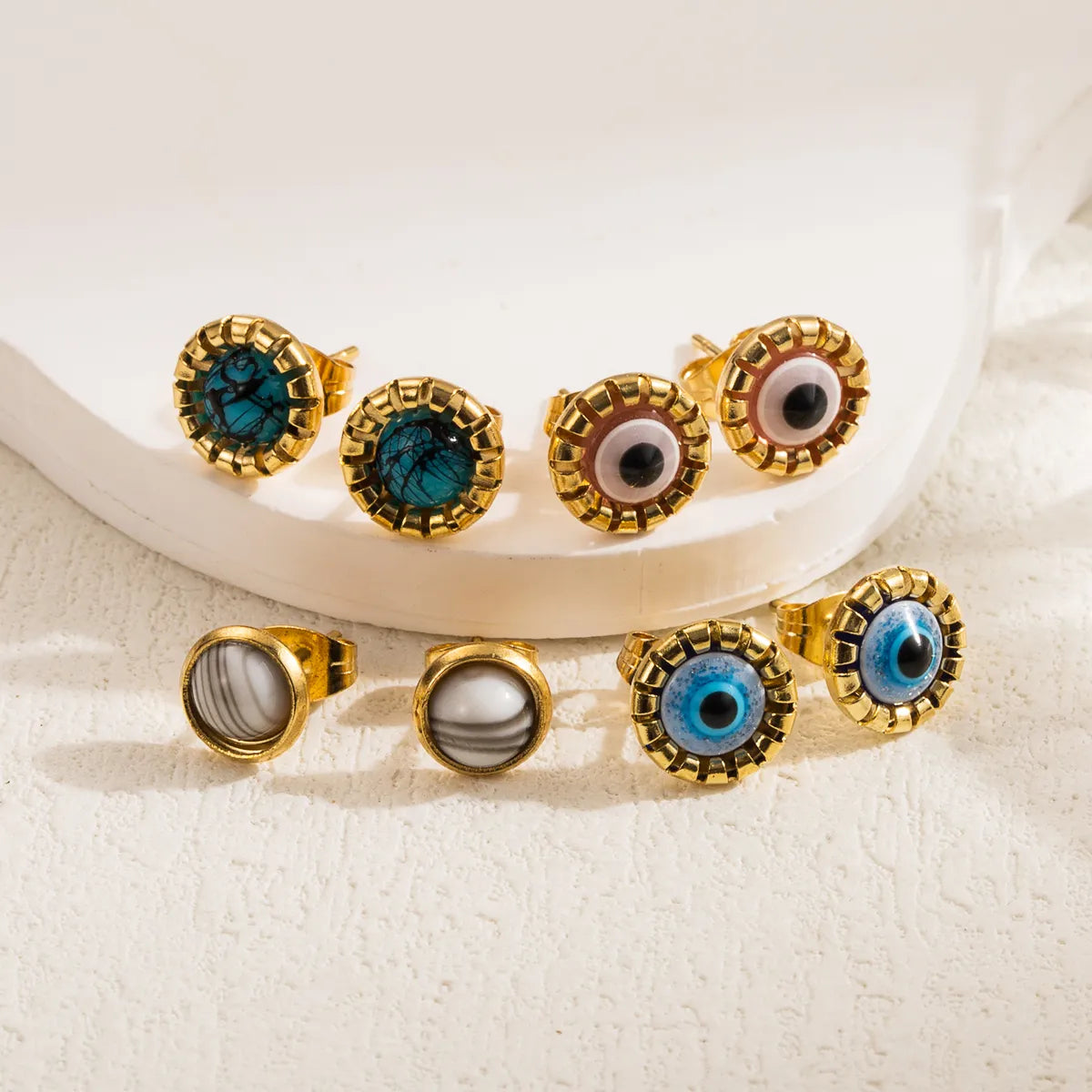 Turquoise Eye Stainless Steel Ear Studs