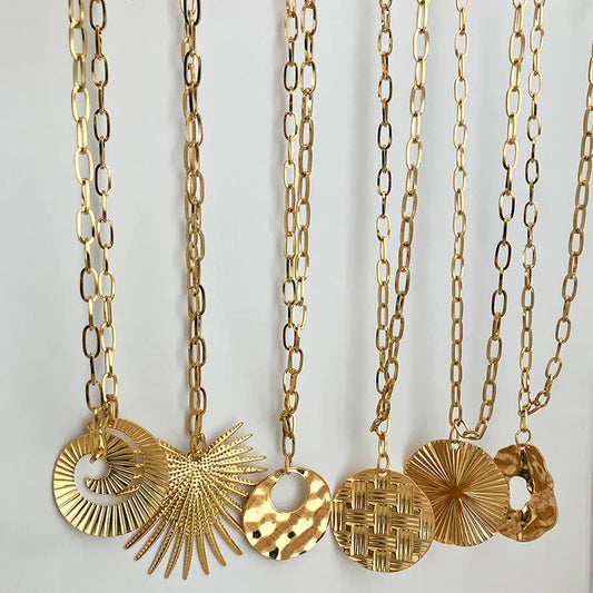 Hip-Hop Geometric Stainless Steel Plating Gold Plated Pendant Necklace