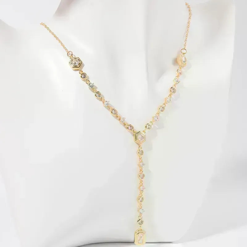 Commute Oval Stainless Steel Plating Inlay Zircon Pendant Necklace