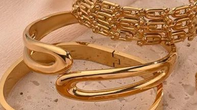 Loop Buckle Stainless Steel 18K Gold Plated Bangle.