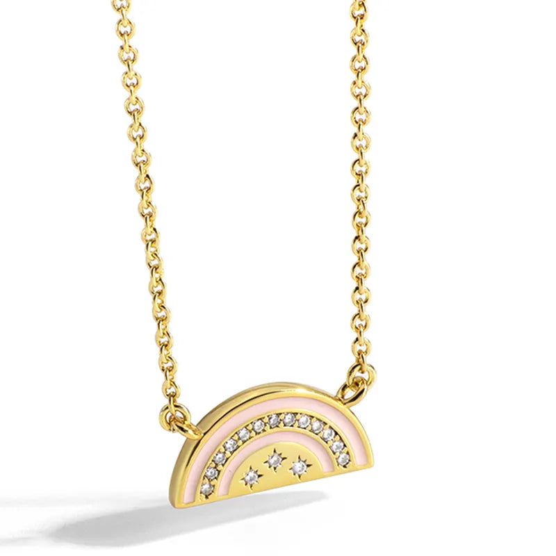 Copper 18K Gold Plated Simple Style Classic Style Plating Inlay Solid Color Zircon Pendant Necklace