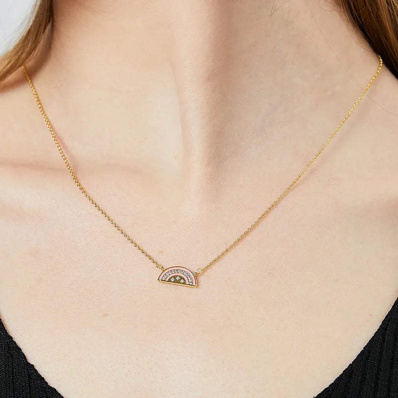 Copper 18K Gold Plated Simple Style Classic Style Plating Inlay Solid Color Zircon Pendant Necklace