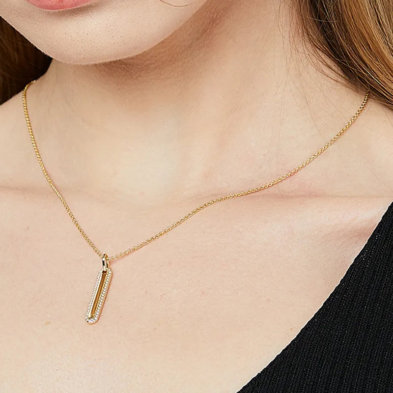 Copper 18K Gold Plated Simple Style Classic Style Plating Inlay Solid Color Zircon Pendant Necklace