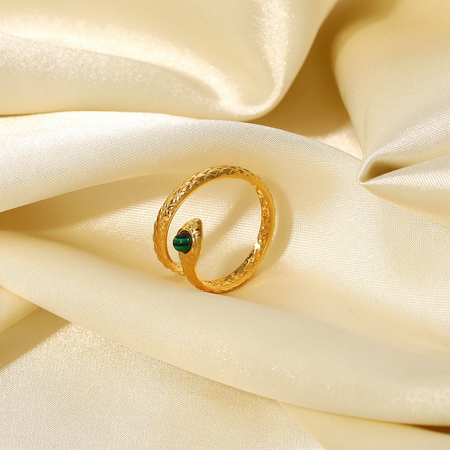 Snake Head Ring Stainless Steel and 18K Gold Plated