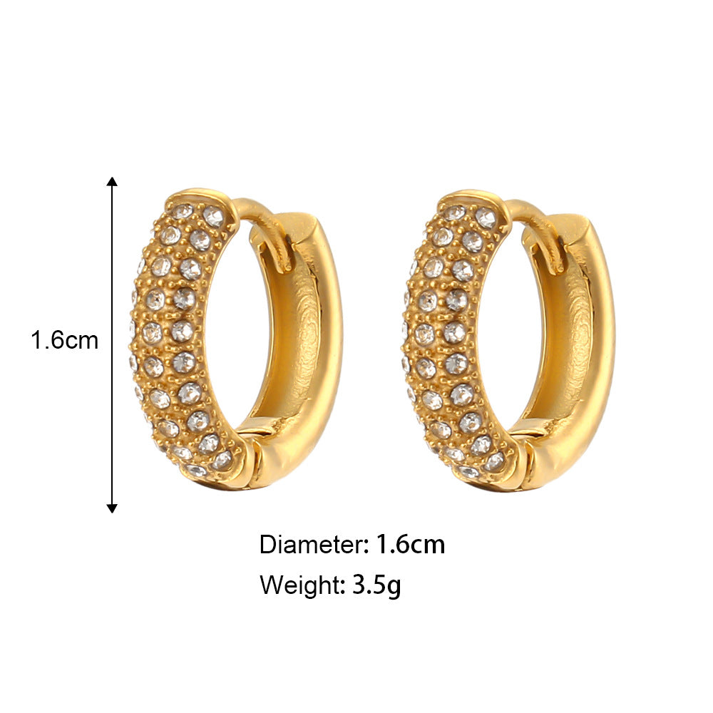 Diamond Lady Stainless Steel Hoop Earrings Plating Zircon Stainless Steel Earrings
