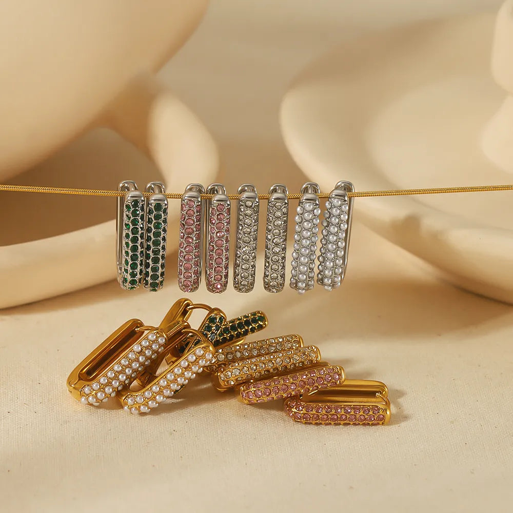 Pink Silver Vintage Electric Cubic Zirconia Earring