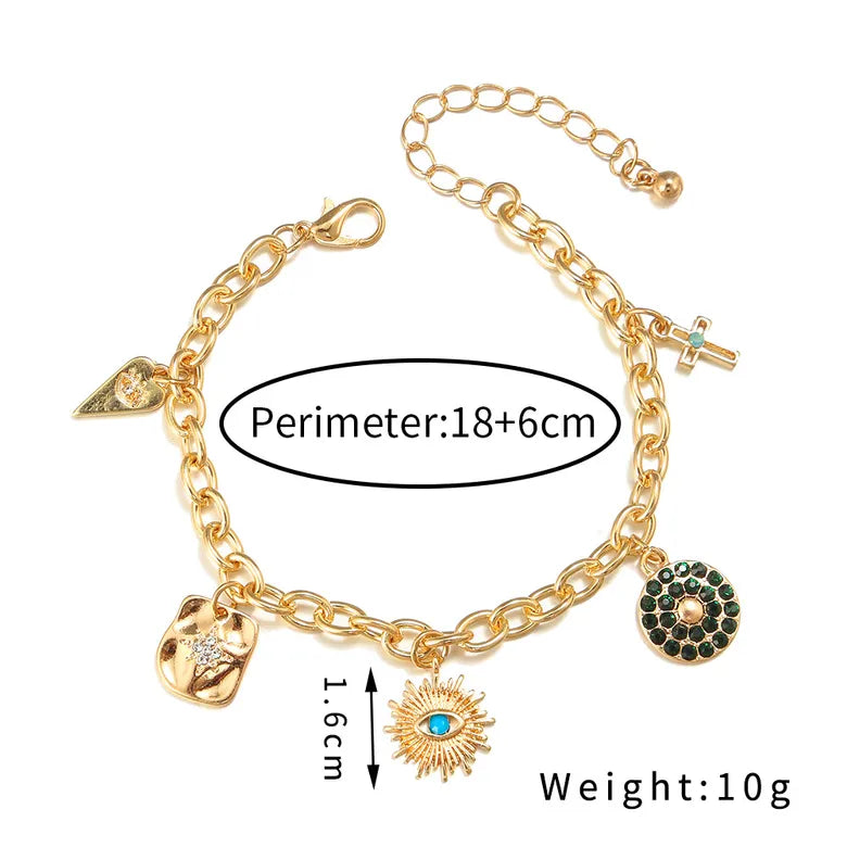 Charm Round Titanium Steel Inlay Zircon Bracelet