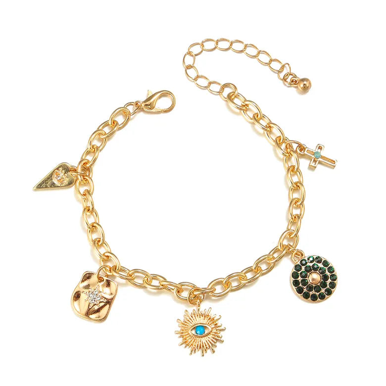 Charm Round Titanium Steel Inlay Zircon Bracelet