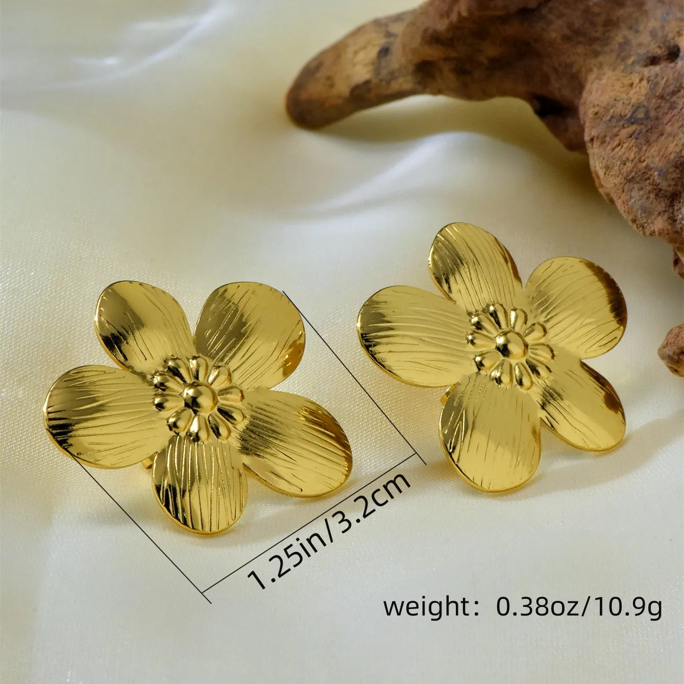 Irregular 304 Stainless Steel 18K Gold Plated Vintage Style Ear Stud