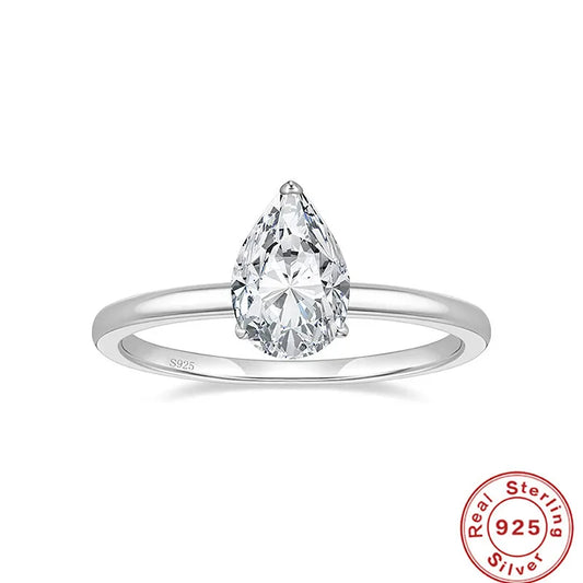 Elegant simple style geometric sterling silver plating zircon rings