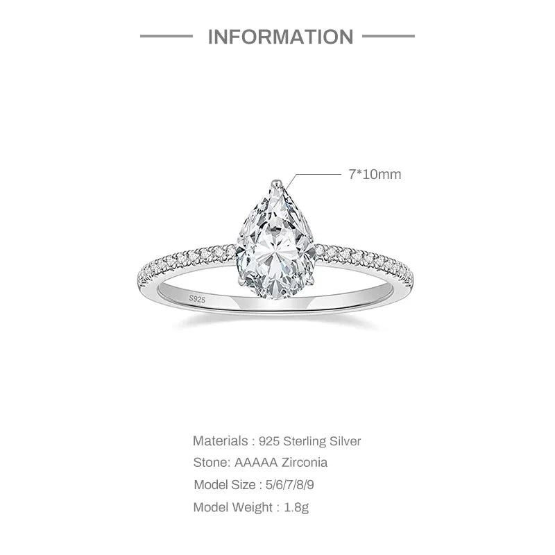 Elegant simple style geometric sterling silver plating zircon rings