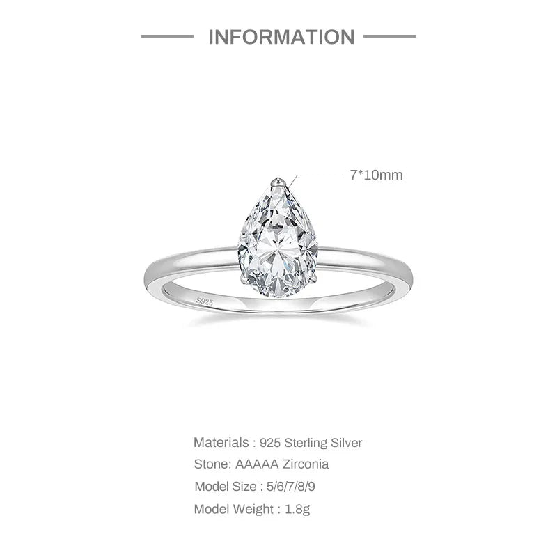 Elegant simple style geometric sterling silver plating zircon rings
