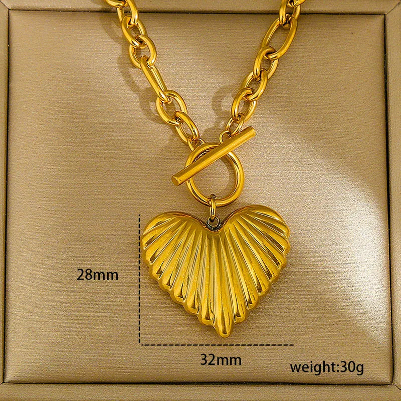 Exaggerated Heart 18K Gold Plated 304 Stainless Steel Necklace