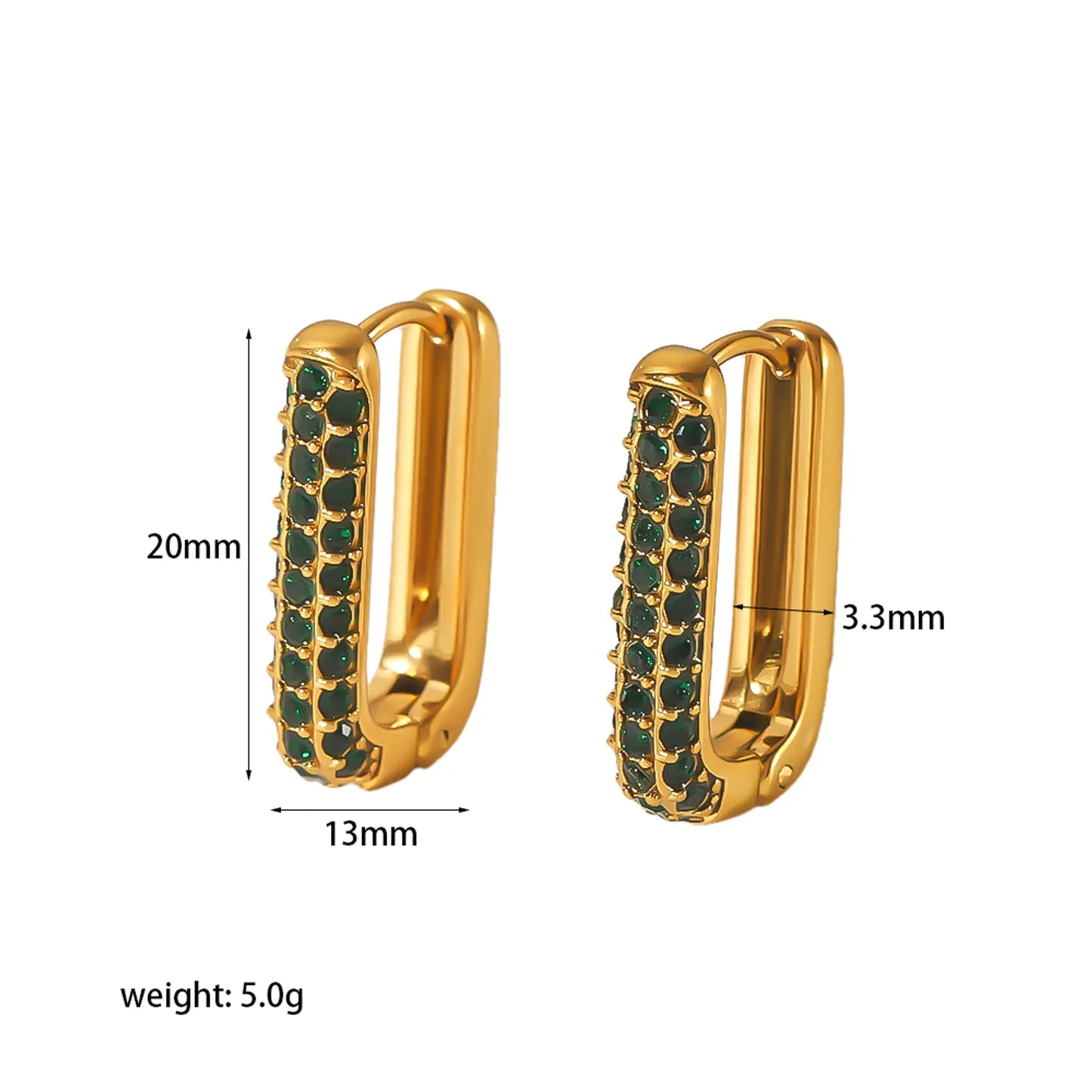 Green Vintage Rectangular Earring