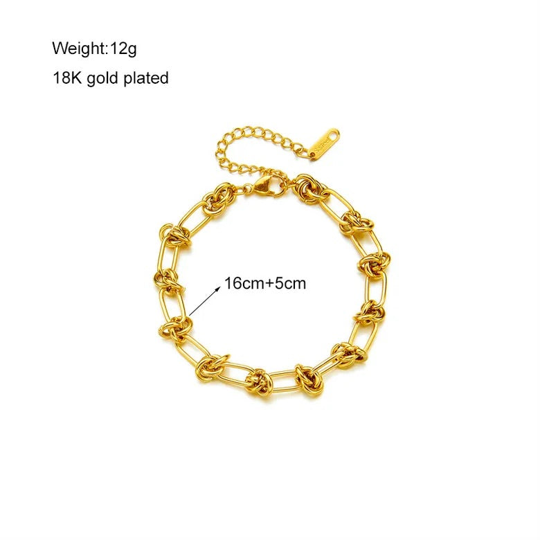 Interlocked Style Solid Color Titanium Steel Plating Bracelets Necklace