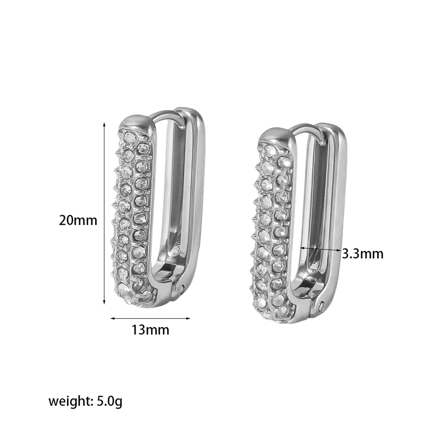 Silver Pearly Style Stainless Steel Pearl Zircon 18K Gold Plated Ear Studs