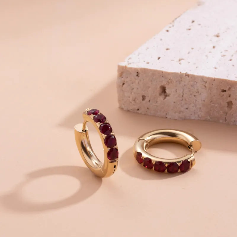 Ruby Red Hoop Earring