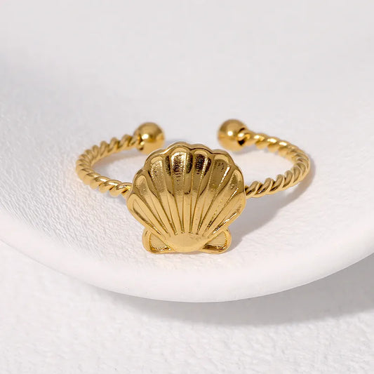 18K Gold Plated Shell 304 Stainless Steel IG Style Waterproof Non Tarnish Open Ring