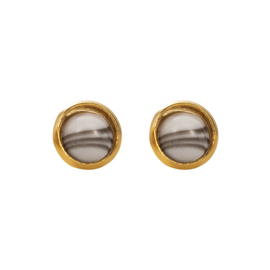 White Patterned Stainless Steel Ear Studs