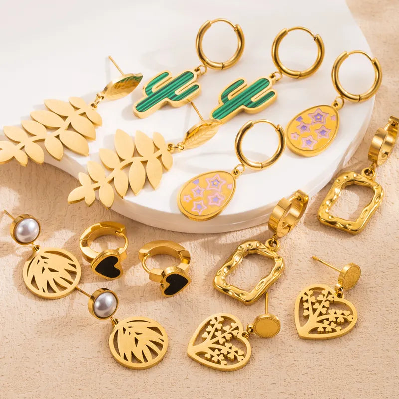 Leaves Titanium Steel Gold Plated