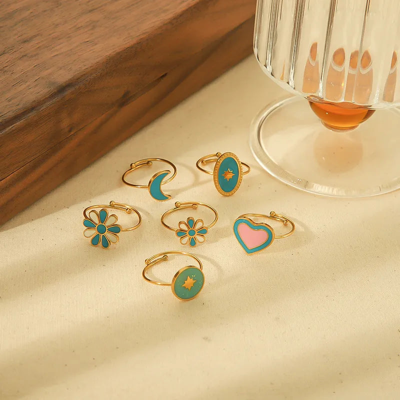 IG Style 304 Stainless Steel 18K Gold Plated Open Rings