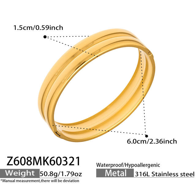 Broad Band 18K Gold Plated 304 Stainless Steel Bracelet