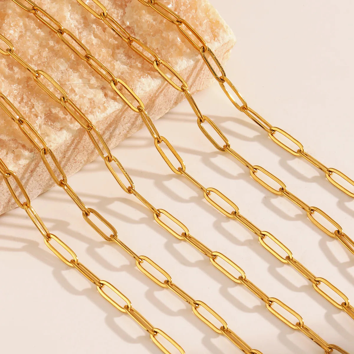 Paperclip 304 Stainless Steel 18K Gold Plated Plating Necklace