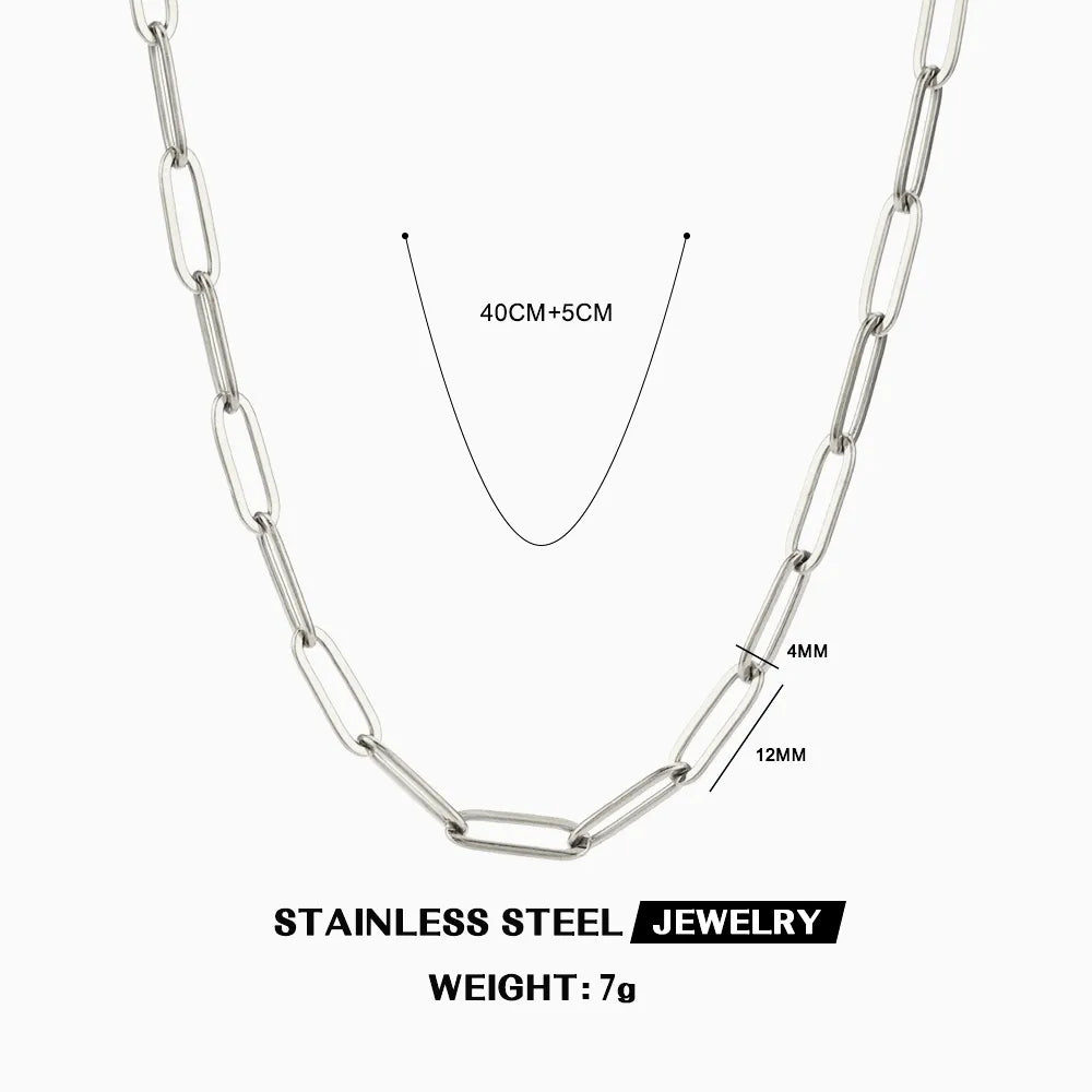 Paperclip 304 Stainless Steel 18K Gold Plated Plating Necklace