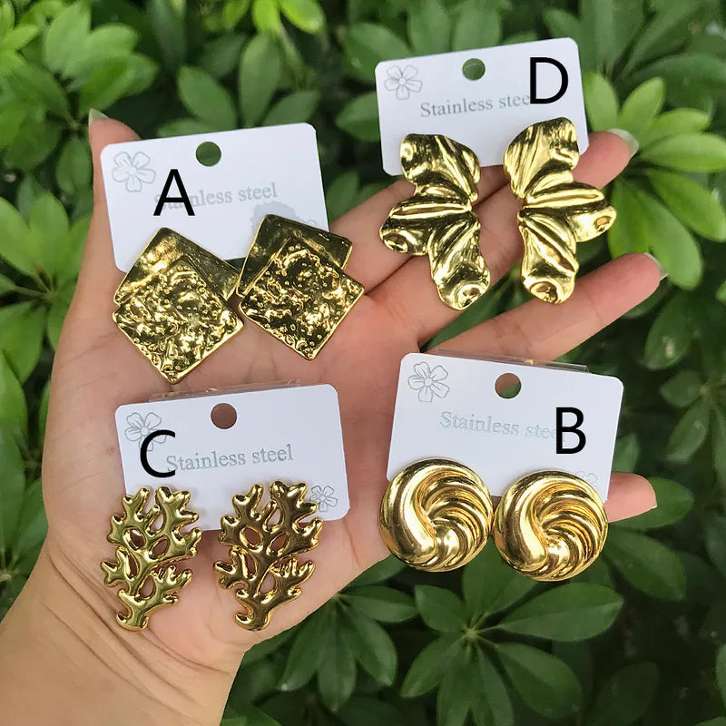 Casual Modern Stainless Steel 18K Gold Plated Ear Studs