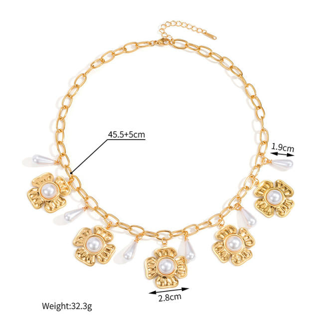Boho Floral 18K Gold Plated Stainless Steel Necklace