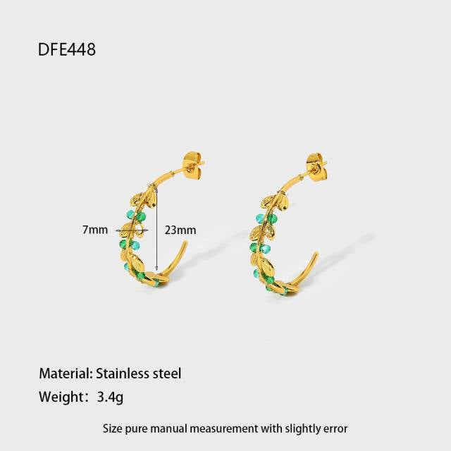Teal Floral Beaded 18K Gold Plated Stainless Steel Earring
